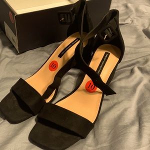 Black velvet 2.5” heel sandals